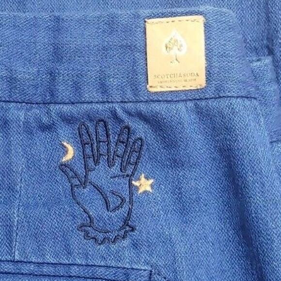 Scotch & Soda Wide-Leg Cropped Trousers Blue Sz 14 – EUC w/ Flaw - Picture 4 of 13